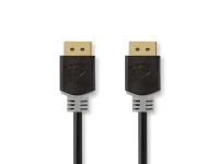Nedis - DisplayPort kabel - DisplayPort (han) lige til DisplayPort (han) lige - DisplayPort 1.4 - 3 m - formet, rund, 8K support - grå, antracite
