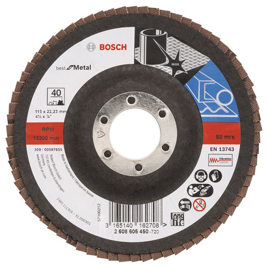 Bosch Lamelslibeskive Flad B:mt 115mm K40 - 2608605450