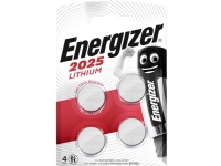 Knapcelle batterier Energizer Lithium CR2025, 3V, pakke a 4 stk.
