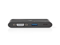 Nedis TCARF220BK - Hub - 1 x VGA + 1 x SuperSpeed USB + 1 x USB-C (strømforsyning) - desktop