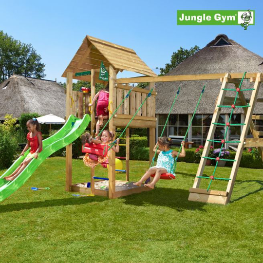 Jungle Gym Cabin legetårn komplet inkl. climb module xtra ekskl. rutschebane - 804-283CB