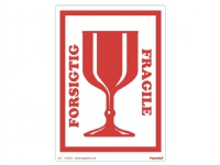 Etiket Fragile - Forsigtig, 150 x 210 mm, rulle a 250 etiketter
