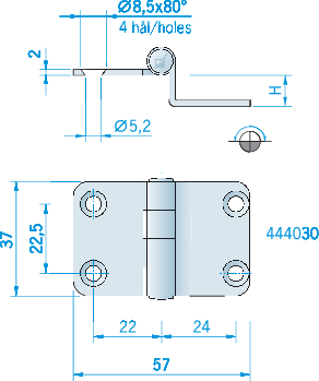 Hængsel ep h=10mm 444030 bulk