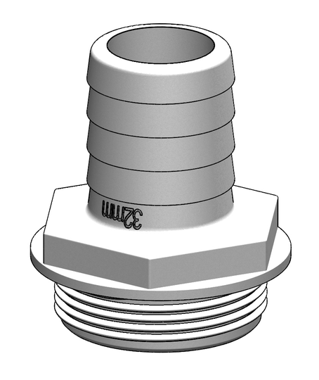 Tru-design Kobling til ventil lige 32mm 1 1/4 Hvid Komposit