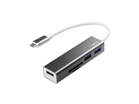 LogiLink UA0305, USB 3.2 Gen 1 (3.1 Gen 1) Type-C, USB 3.2 Gen 1 (3.1 Gen 1) Type-A, MicroSD (TransFlash), SD, 5000 Mbit/s, Aluminium, Aluminium