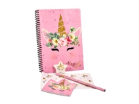 Valiant Unicorn Writing set with spiral pad A5 with 60 ruled sheets, stickers sheet, pencil, eraser, small note pad with 40 sheets