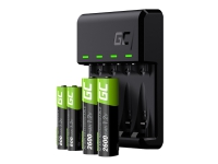 Green Cell VitalCharger - USB-batterioplader - (for 4xAA/AAA) 4 x AA type - NiMH - 2000 mAh - 0.5 Watt - 1.2 A - sort