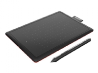 Wacom One by Wacom - Digitizer - højre- og venstrehåndet - 21.6 x 13.5 cm - elektromagnetisk - kabling - USB - sort, rød