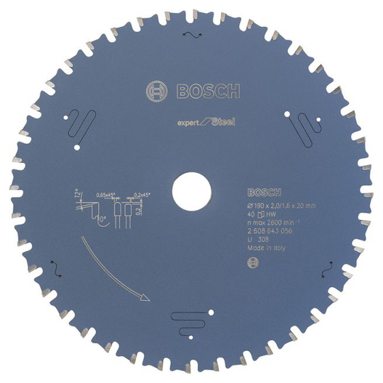 Bosch Rundsavsklinge Exp Steel 190x20mm 40t - 2608643056