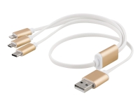 EPZI - Lightning-kabel - Micro-USB Type B, Lightning, USB-C han til USB han - 50 cm - hvid