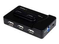 StarTech.com 7 Port USB Hub - 2 x USB 3A, 4 x USB 2A, 1 x Dedicated Charging Port - Multi Port Powered USB Hub with 20W Power Adapter (ST7320USBC) -