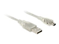 Delock - USB-kabel - mini-USB type B (han) til USB (han) - USB 2.0 - 5 m - gennemsigtig