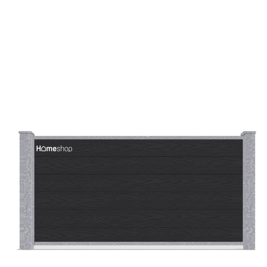 Wimex Shield Komposit hegn - Black-Wood V-profil Startsæt H 90 cm B 197 cm