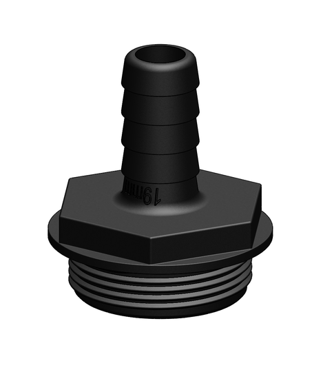 Tru-design Slangestuds til y-ventil 19mm Sort Komposit