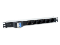 Equip 333312, Basis, 1U, Vandret, Aluminium, Sort, 6 AC stikkontakt(er)