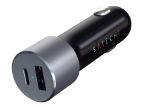 Satechi - Bilstrømsadapter - 72 Watt - 2 output-stikforbindelser (USB, USB-C) - space grey