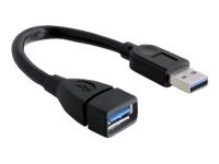 Delock - USB forlængerkabel - USB Type A (han) til USB Type A (hun) - USB 3.0 - 15 cm - sort