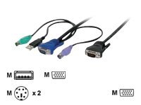 DIGITUS C4 - Tastatur / video / mus / USB kabel - USB, PS/2, HD-15 (VGA) (han) til HD-15 (VGA) (han) - 1.8 m - sort