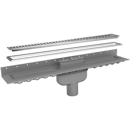 Purus Afløbsrendesæt 1000 Mm 75 Mm Lodret M & Vandlås Rib Rist