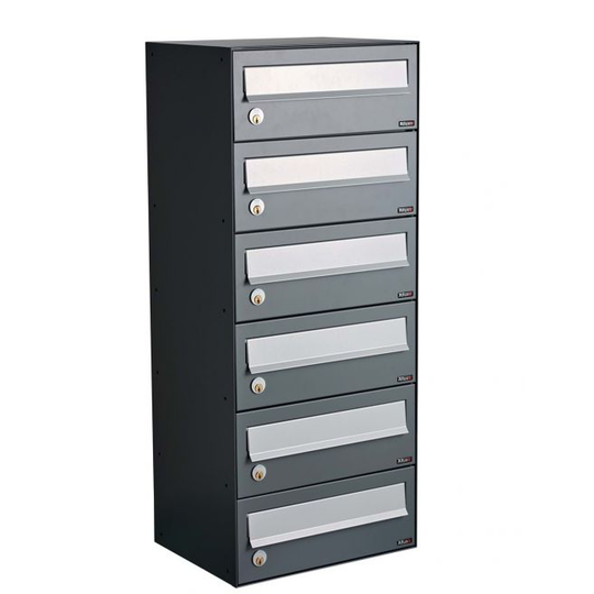 Allux LC4 - uden lås 6 modul Antracit m. grå klap Systempostkasse - F47760-6AN