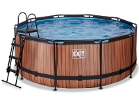 EXIT Wood pool ø360x122cm med filterpumpe - brun