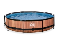 EXIT Wood pool ø360x76cm med filterpumpe - brun
