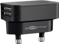 goobay Dual USB charger - Strømforsyningsadapter - 12 Watt - 2.4 A - 2 output-stikforbindelser (USB) - sort