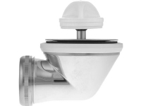 Karfa 1 1/4 vinkel bundventil Ø63 mm i krom til håndvask. Inkl. prop samt omløber i krom med konisk pakning til ø32 mm rør