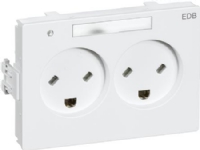CLIC'LINE indsats stikkontakt dobbelt vandret EDB 2-pol med jord med lampe 230V, hvid