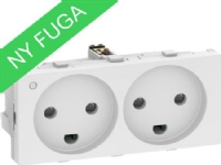 LAURITZ KNUDSEN FUGA® dobbelt stikkontakt for 2 tændinger 2-polet med jord med LED 2 modul, hvid.