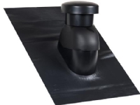 Universal ventilationshætte 160 med påmonteret Sabetoflex inddækning, Ø160 mm til taghældning 5-45°, sort med kondensisoleret rør.