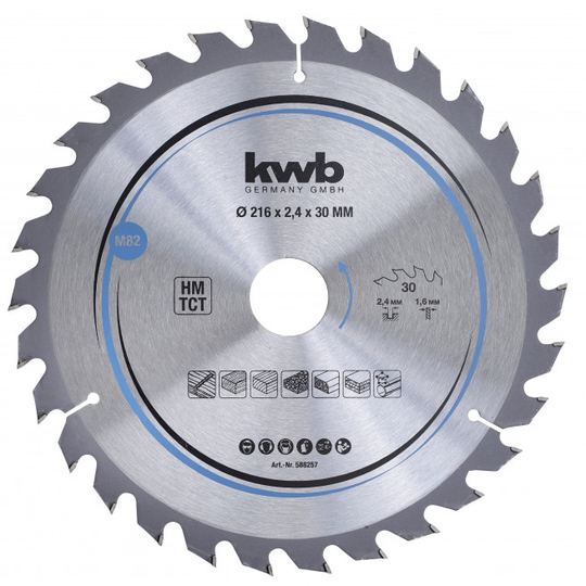 KWB Rundsavsklinge, TCT, medium, Ø160/Ø30 mm, 30 tænder - 49588257