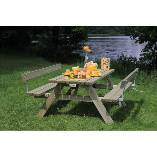 Plus Bord/bænkesæt - tryk impr. - m/2 ryglæn - 42mm - Længde 177cm