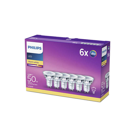 Philips LEDClassic 50W spot glas GU10 varm hvid ikke dæmpbar 6 stk - 8718696586013