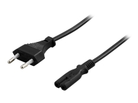 DELTACO DEL-109AM - Strømkabel - Europlug (han) lige til IEC 60320 C7 lige - AC 250 V - 2.5 A - 3 m - sort