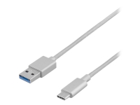 DELTACO Prime USBC-1257 - USB-kabel - USB-C (han) til USB Type A (han) - USB 3.1 Gen 1 - 1 m - sølv