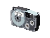 Casio XR-24WE1 - Selv-klæbende - sort på hvid - Rulle (2,4 cm x 8 m) 1 kassette(r) mærkattape - for Disc Title Printer CW-L300 KL 8100, 8200