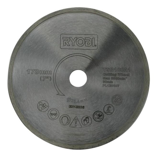 Ryobi Standard Ø 180mm diamantskæreskive, 25,4 mm spindelgevind - TSB180A1