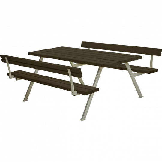 Plus Alpha Bord/Bænkesæt m/2 ryglæn - B 177 cm x H - Sort