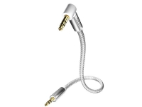 in-akustik Premium - Audiokabel - stereo mini-jackstik han til stereo mini-jackstik han - 1.5 m - dobbelt afskærmet - hvid, sølv - 90° stikforbindels