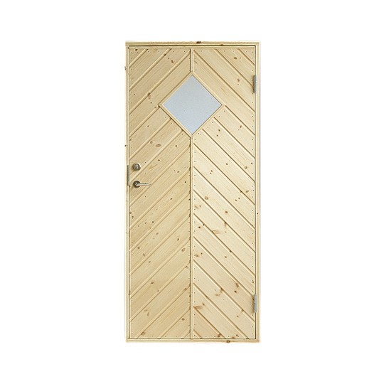 Plus udhusdør, sildebenpanel, inkl. karm, Højre