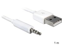 Delock - Opladning/datakabel - USB han til stereo mini-jackstik han - 1 m - hvid - for Apple iPod shuffle (1G, 2G)