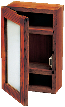 Toiletskab med spejldør, teak 28 x 38 x11 cm.