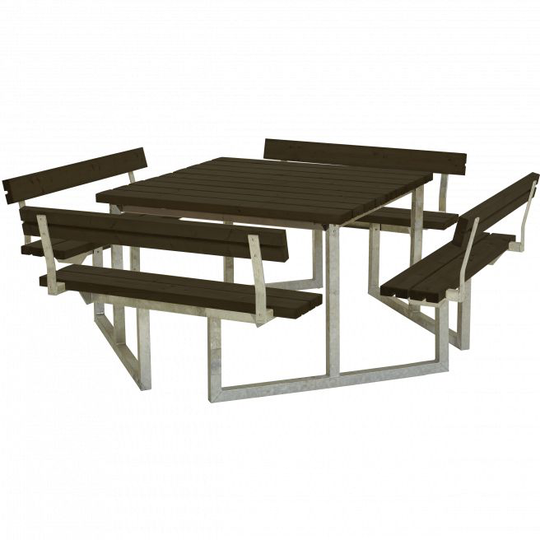 Plus Twist Bord/Bænkesæt m/4 ryglæn 227 cm - Sort