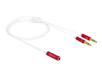 Delock - Adapter til hovedtelefon - 4-pæl ministik hun til stereo mini-jackstik han - 1 m - hvid, rød
