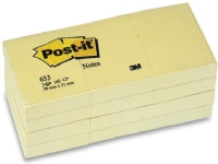 Post-it blok 653 gul 38x51mm 100bl 3M 12blk/pak
