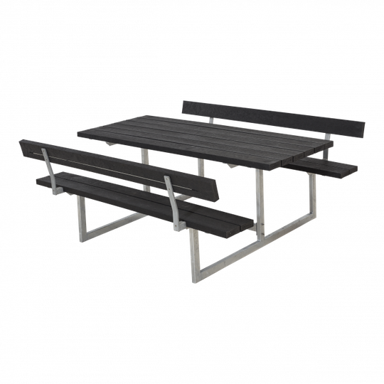 Plus Basic Bord/Bænkesæt m/2 ryglæn - 177 cm - ReTex - Sort - 185812-35