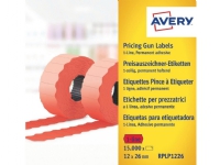 Prisetiket Avery RPLP1226 rød 26x12 mm permanent klæbende - (15.000 etiketter)