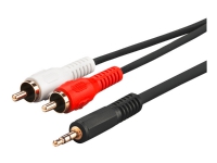 MicroConnect - Audiokabel - RCA han til stereo mini-jackstik han - 20 m - sort