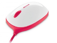 Børne mus - Microsoft Express Mouse - højre- og venstrehåndet - optisk - 3 knapper - kabling - USB - hvid, rød